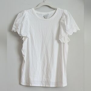 Ava & Viv White Eyelet Short Sleeve Top